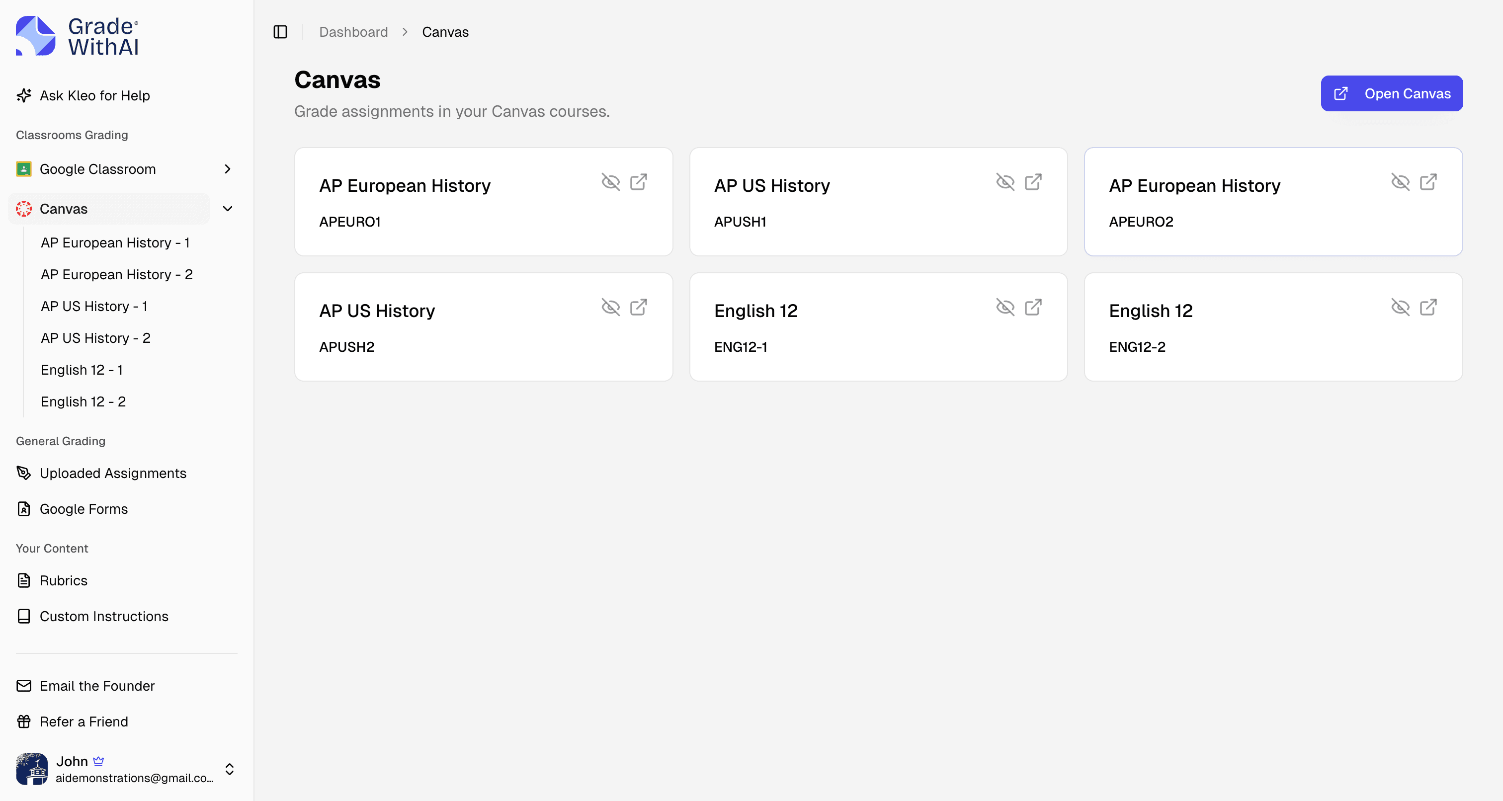 Canvas grading — Canvas API Integration